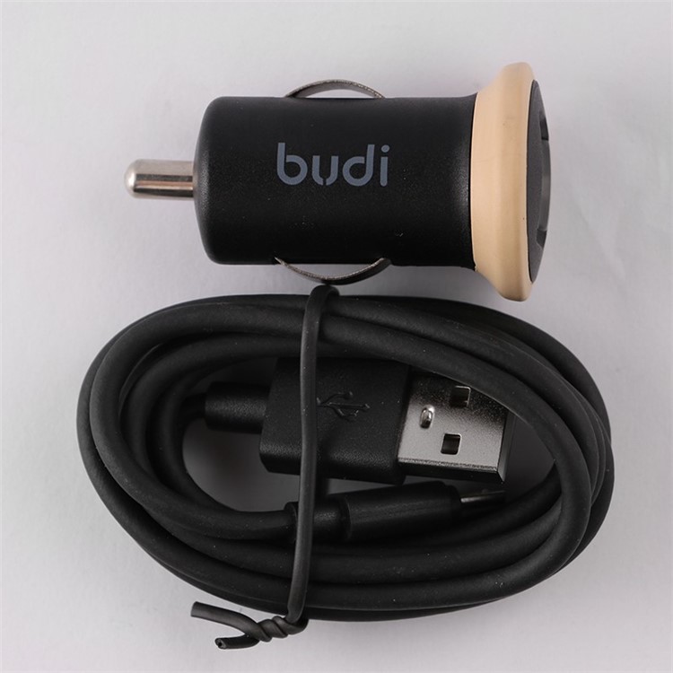 BUDI 10W 2.1A USB Phone Tablet Car Charger + 1.2m/4ft Micro USB Cable (CE/FCC) - Black-5
