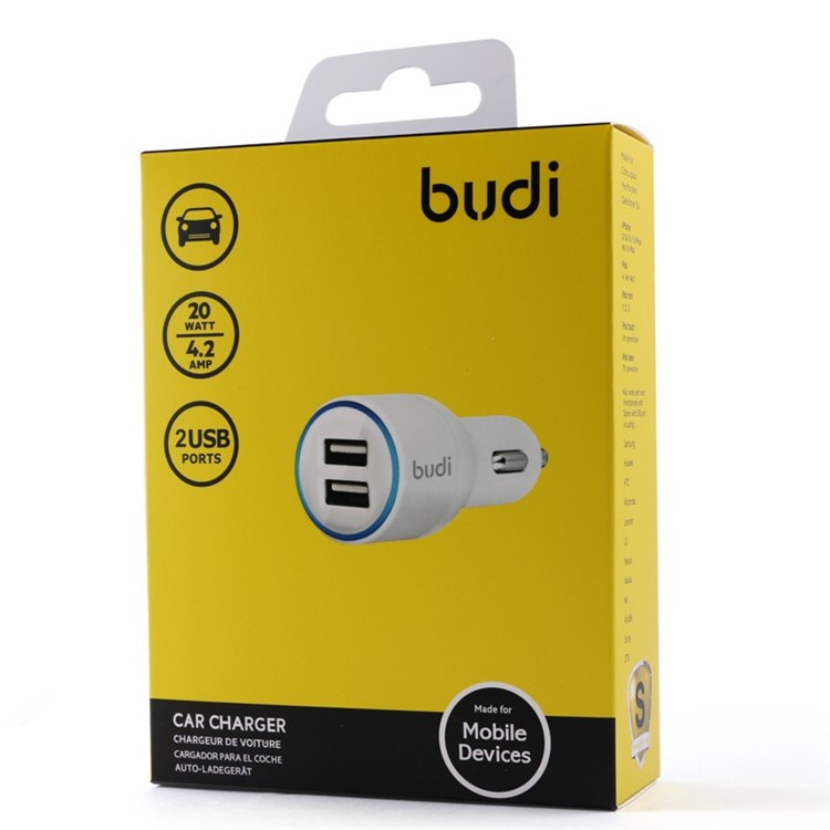 BUDI 2 USB Ports Car Charger 4.2A 20W (CE/FCC) for iPhone iPad Smartphone Tablet - Black-6