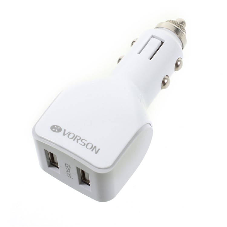 VORSON 5V 2.4A Double USB Universal Car Charger (CE/FCC/RoHS) - White-1