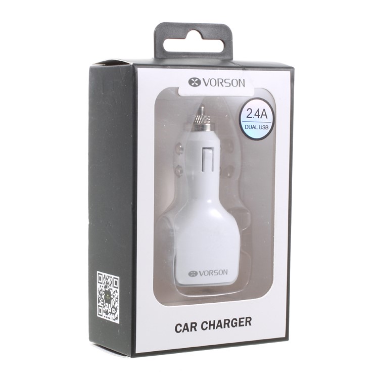 VORSON 5V 2.4A Double USB Universal Car Charger (CE/FCC/RoHS) - White-5