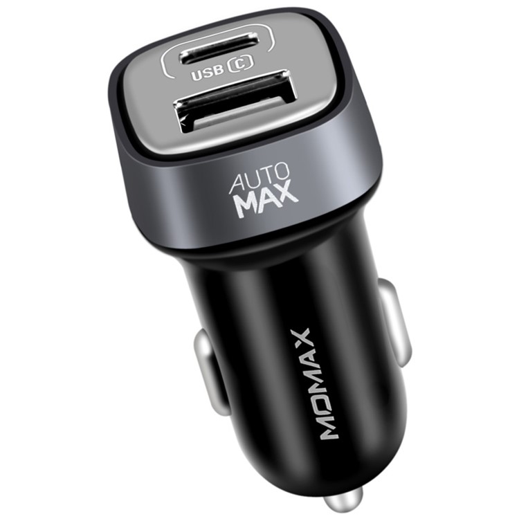 MOMAX 5V 5.4A Dual USB Type-C Car Charger for iPhone iPad Samsung - Black-1