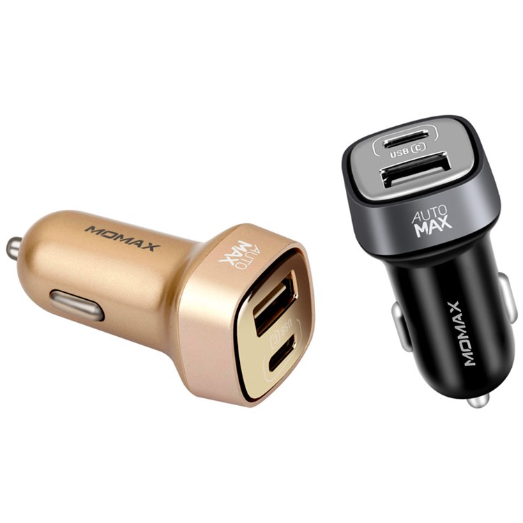 MOMAX 5V 5.4A Dual USB Type-C Car Charger for iPhone iPad Samsung - Black-10