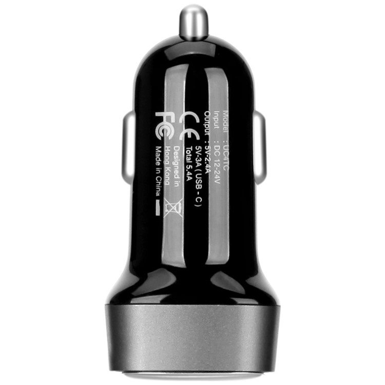 MOMAX 5V 5.4A Dual USB Type-C Car Charger for iPhone iPad Samsung - Black-4