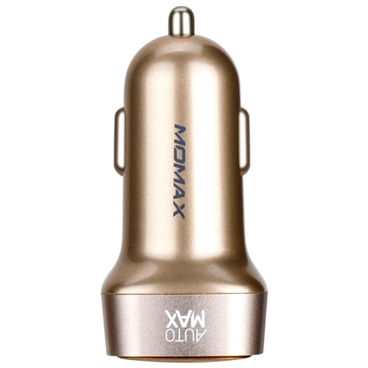 MOMAX Dual USB 5V 5.4A Car Charger with Type-C Port for iPhone iPad Samsung - Champagne Gold Color-2