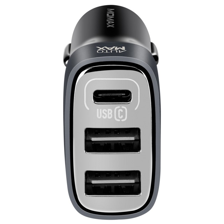 MOMAX 5.4A 3-Port USB Car Charger with Type-C & AutoMax (CE/FCC) - Black-3