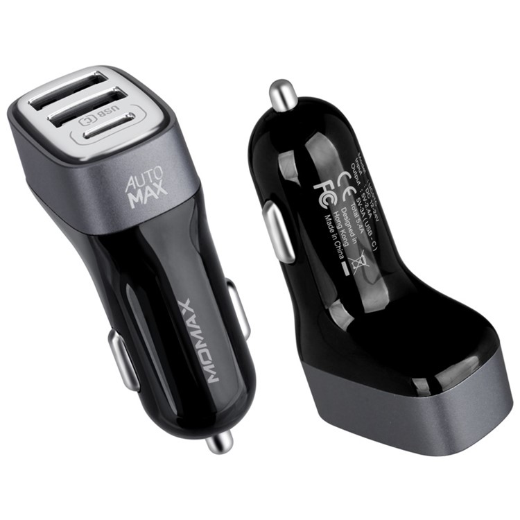MOMAX 5.4A 3-Port USB Car Charger with Type-C & AutoMax (CE/FCC) - Black-4