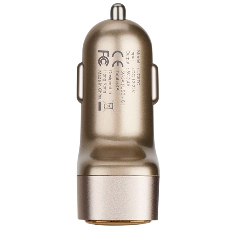 MOMAX 5.4A 3-Port-Multi-USB-Autoladegerät Mit Typ-c Automax (ce / Fcc) - Goldfarben-4