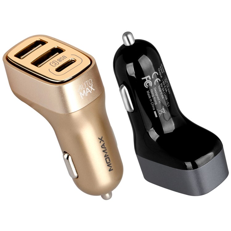MOMAX 5.4A 3-Port-Multi-USB-Autoladegerät Mit Typ-c Automax (ce / Fcc) - Goldfarben-8