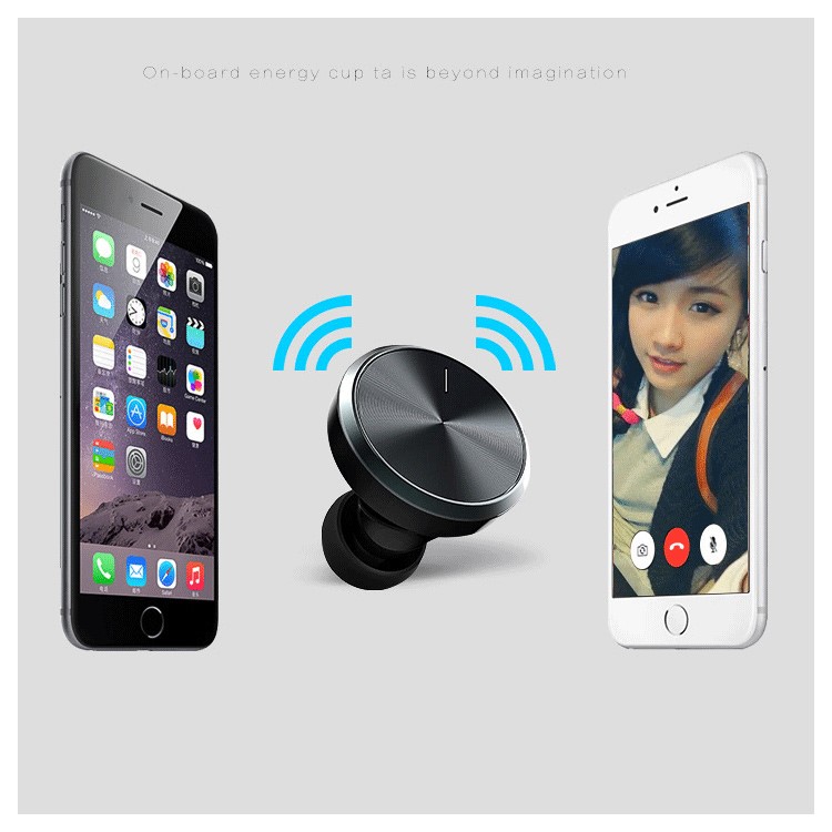 Single Bluetooth Earphone + Dual USB + 2 Cigarette Lighter Sockets Car Charger 12V Power Adapter - Grey-5