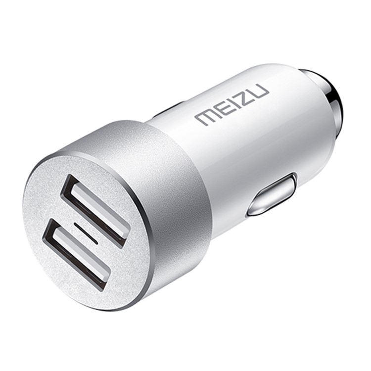 MEIZU 17W Dual USB Universal Car Charger for iPhone Samsung Huawei LG Etc - White / Silver Color-1