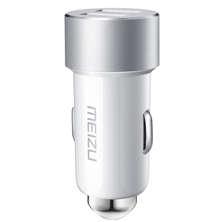 MEIZU 17W Dual USB Universal Car Charger for iPhone Samsung Huawei LG Etc - White / Silver Color-2