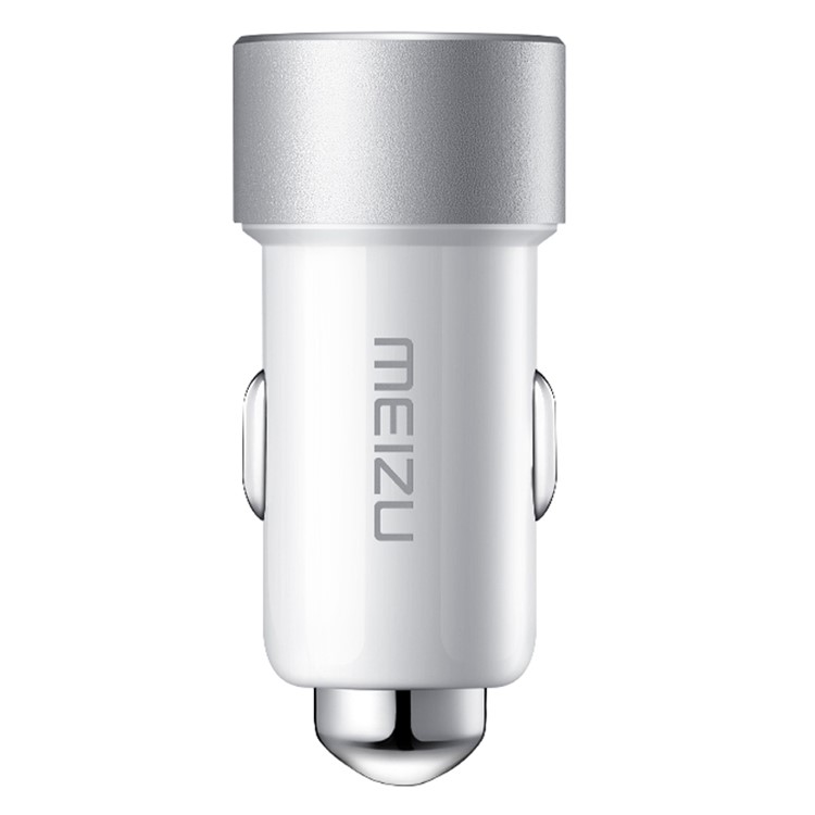 MEIZU 17W Dual USB Universal Car Charger for iPhone Samsung Huawei LG Etc - White / Silver Color-3