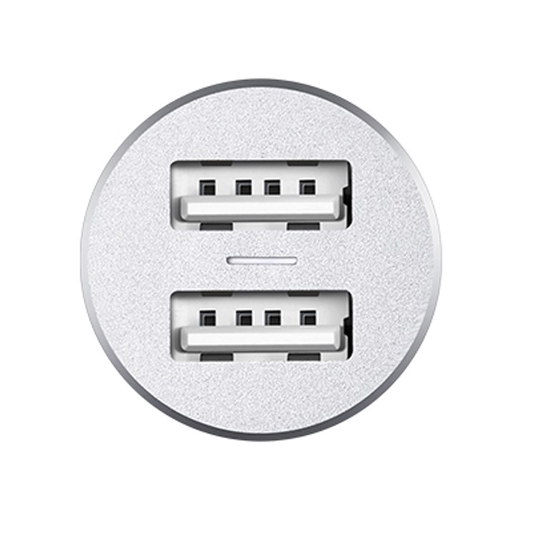 MEIZU 17W Dual USB Universal Car Charger for iPhone Samsung Huawei LG Etc - White / Silver Color-4