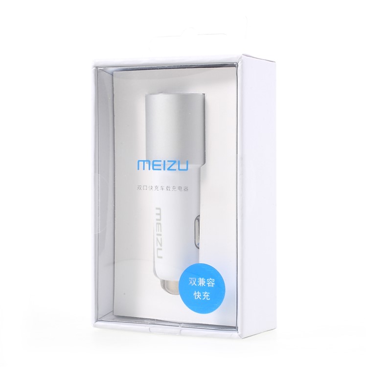 MEIZU Dual USB 36W Fast Charge USB Car Charger for iPhone Samsung LG Etc - White / Silver Color-5