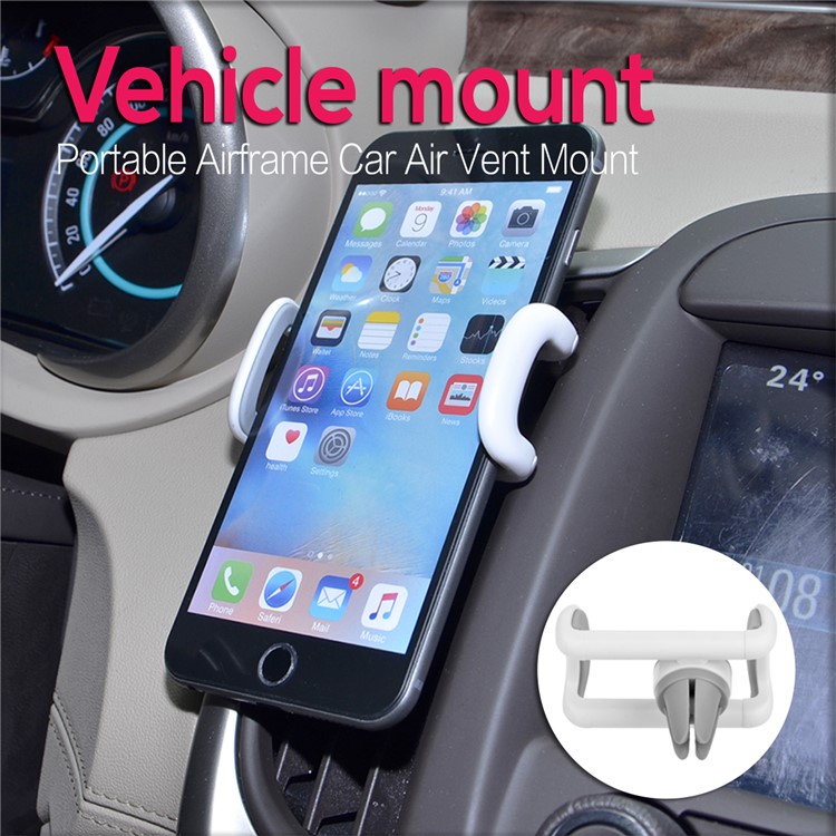 WF-770 Universal Car Air Vent Mount Phone Holder for iPhone 7, Huawei P10, Clamp Width: 5~11cm - White-1