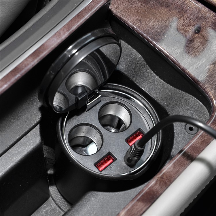 B-083 120W 3.4A Dual USB Car Charger + Dual Cigarette Lighter Sockets with Mirror for Phones and Tablets-11