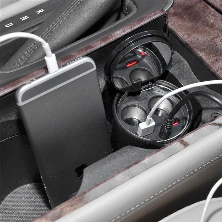 B-083 120W 3.4A Dual USB Car Charger + Dual Cigarette Lighter Sockets with Mirror for Phones and Tablets-12