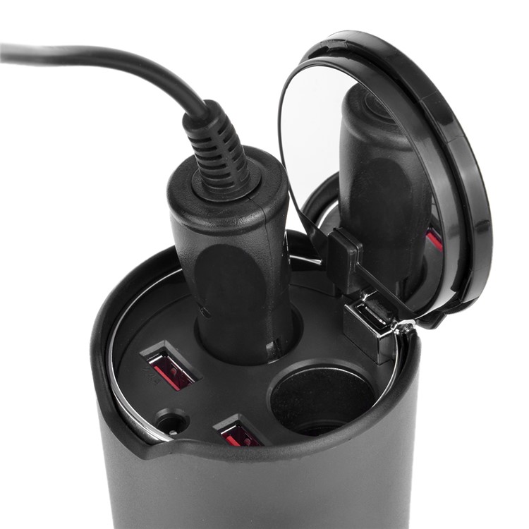 B-083 120W 3.4A Dual USB Car Charger + Dual Cigarette Lighter Sockets with Mirror for Phones and Tablets-9
