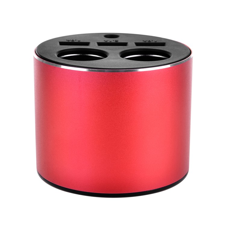 B-084 120W 4.2A Three USB Car Charger + Dual Cigarette Lighter Sockets for iPhone Samsung Huawei - Red-7