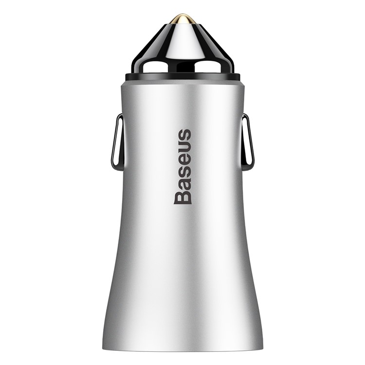 BASEUS DC 5V 2.4A Gold Coloren Contact Dual USB Smart Car Charger - Silver Color-4