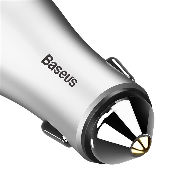 BASEUS DC 5V 2.4A Gold Coloren Contact Dual USB Smart Car Charger - Silver Color-6
