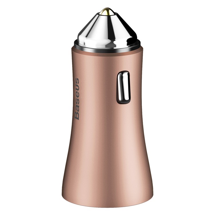 BASEUS Gold Coloren Contact DC 5V 2.4A Dual USB Smart Car Charger - Coffee-2