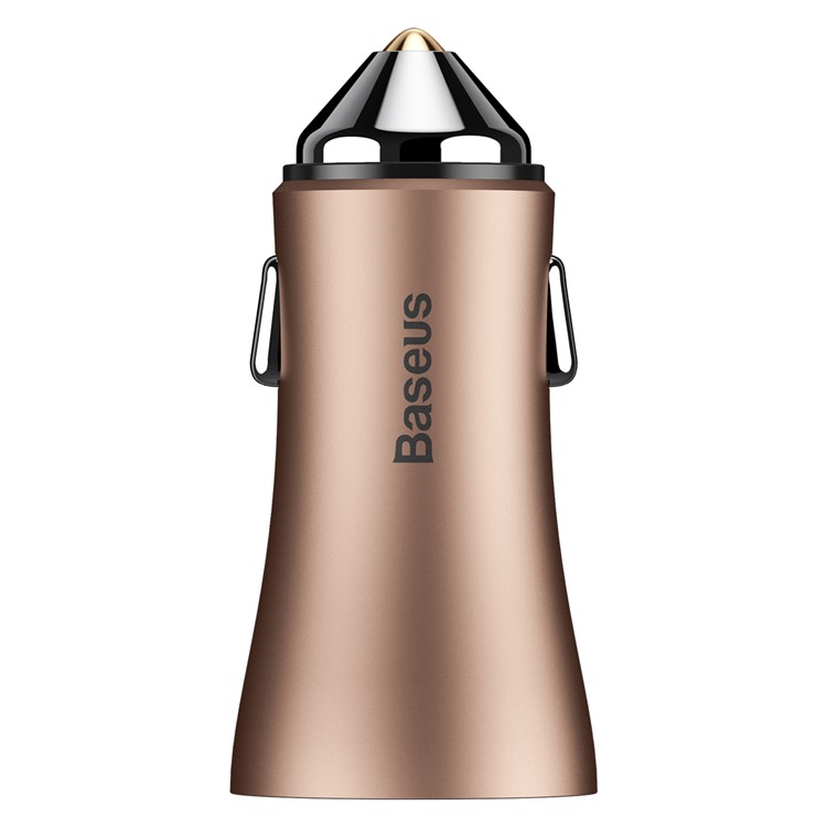 BASEUS Gold Coloren Contact DC 5V 2.4A Dual USB Smart Car Charger - Coffee-4