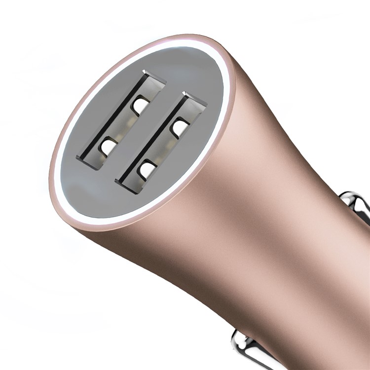BASEUS Gold Coloren Contact DC 5V 2.4A Dual USB Smart Car Charger - Coffee-6