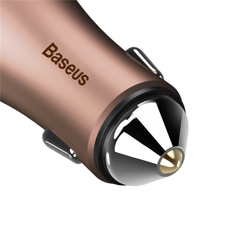 BASEUS Gold Coloren Contact DC 5V 2.4A Dual USB Smart Car Charger - Coffee-7