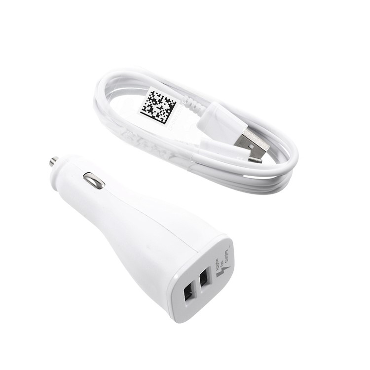 SAMSUNG OEM 2 USB Ports Adaptive Fast Charging Car Charger + Micro USB Cable - White-9
