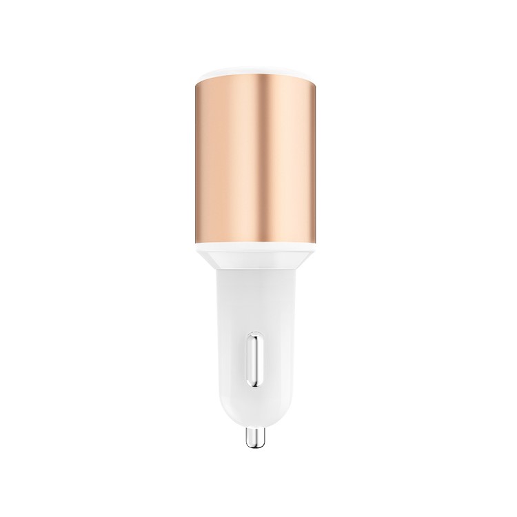 HOCO Z10 DC12V / 24V Dual USB Ports Digital Display Car Charger with Cigarette Lighter - White / Gold Color-4