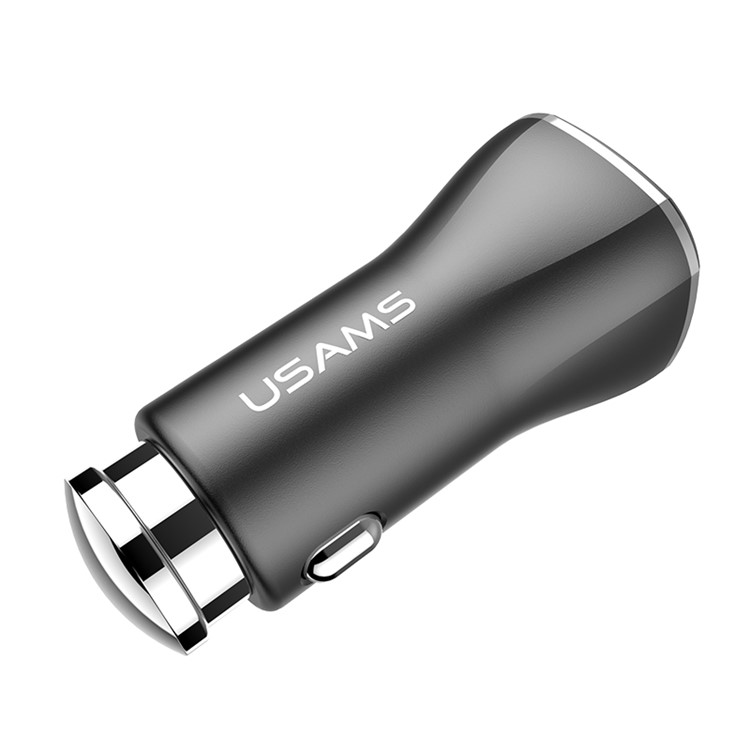 USAMS 2.4A Dual USB Zinc Alloy Car Charger for iPhone Samsung HTC etc. - Black-3