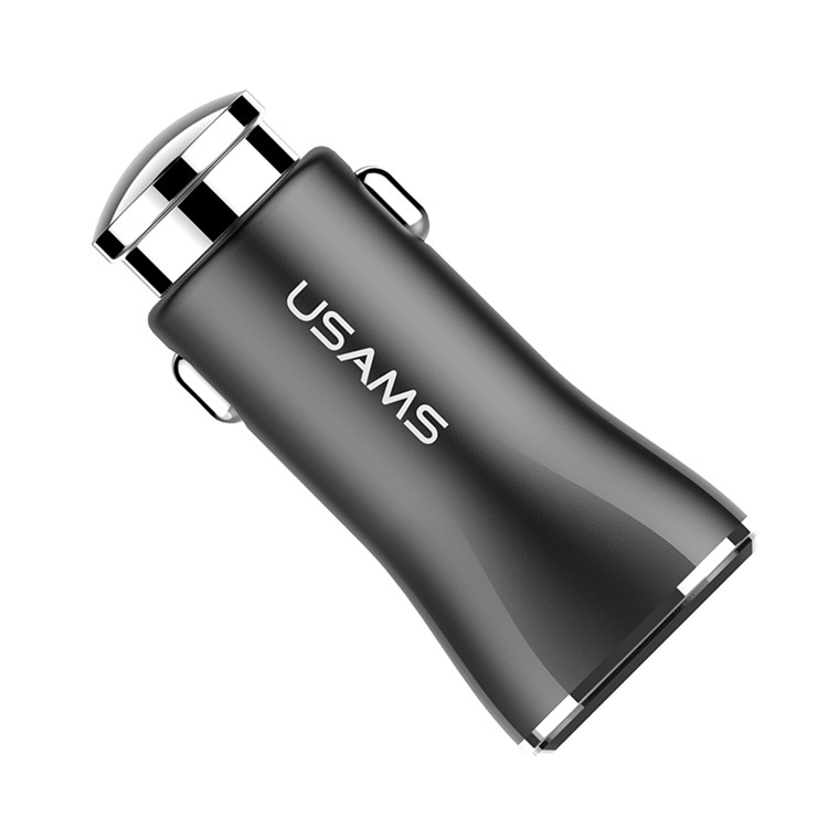 USAMS 2.4A Dual USB Zinc Alloy Car Charger for iPhone Samsung HTC etc. - Black-4