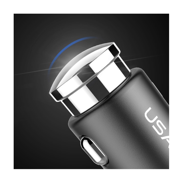 USAMS 2.4A Dual USB Zinc Alloy Car Charger for iPhone Samsung HTC etc. - Black-5