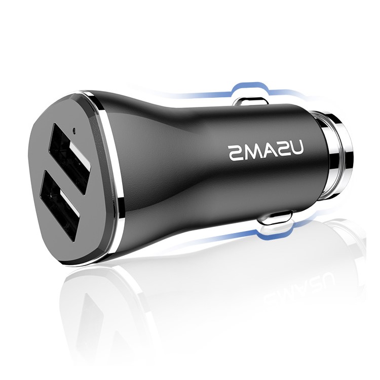 USAMS 2.4A Dual USB Zinc Alloy Car Charger for iPhone Samsung HTC etc. - Black-6