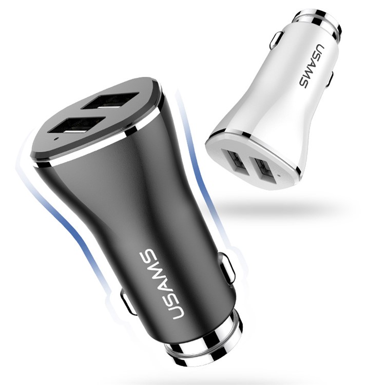 USAMS 2.4A Dual USB Zinc Alloy Car Charger for iPhone Samsung HTC etc. - Black-7