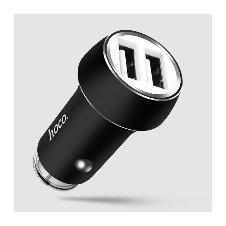 HOCO Z7 Dual USB 12V Car Battery Charger for iPhone iPad Samsung Cellphone Tablet - Black-1