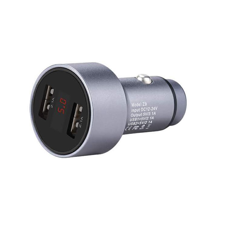 HOCO Z9 2 USB Ports Output Car Charger with Digital Display for Phones Tablets-3