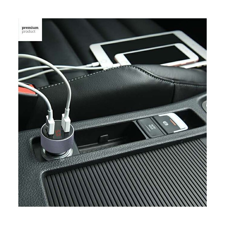 HOCO Z9 2 USB Ports Output Car Charger with Digital Display for Phones Tablets-6