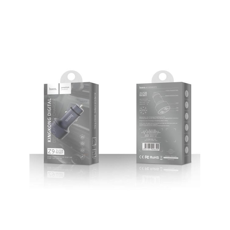 HOCO Z9 2 USB Ports Output Car Charger with Digital Display for Phones Tablets-9