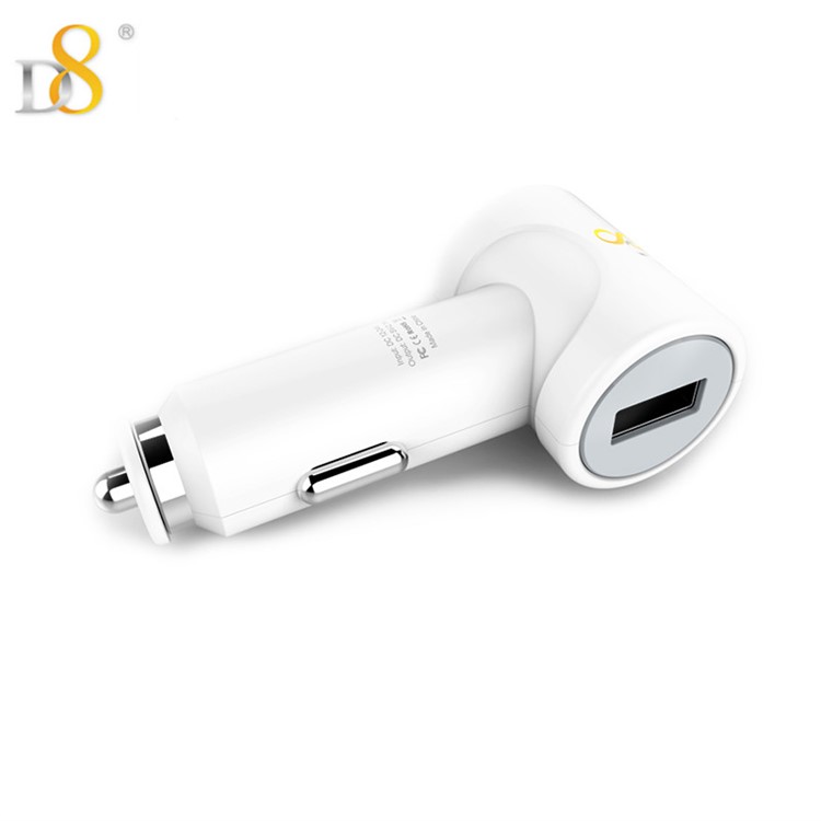 D8 PCC-013 T-Shape Dual USB Car Charger (CE/FCC/ROHS) for Mobile Phones Tablets - White-2