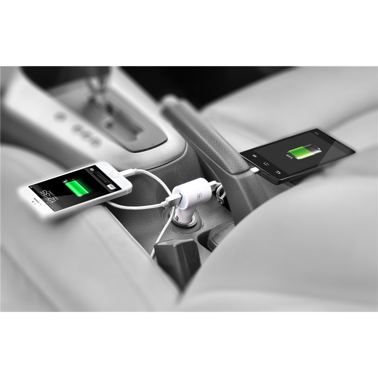 D8 PCC-013 T-Shape Dual USB Car Charger (CE/FCC/ROHS) for Mobile Phones Tablets - White-4