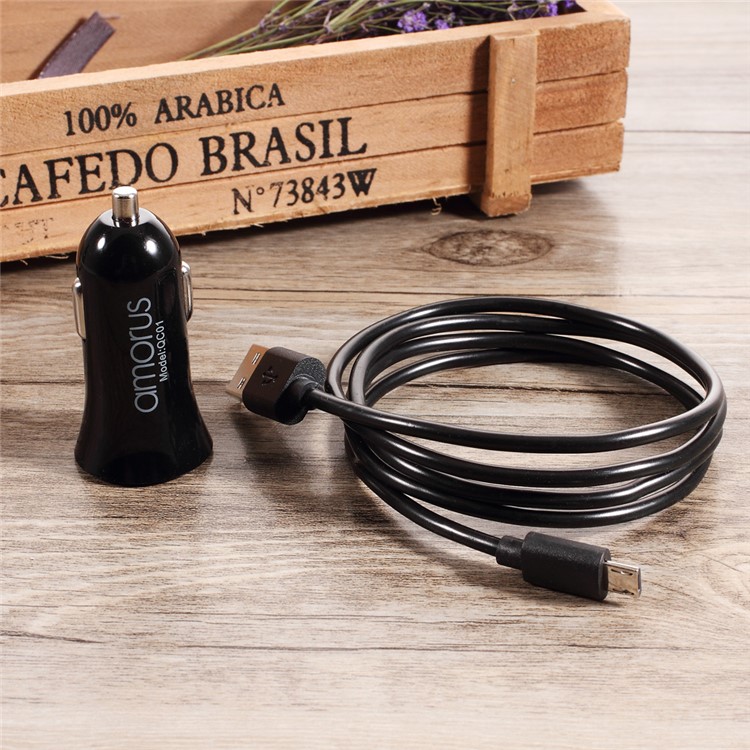 AMORUS Quick Charge 3.0 Car Charger + Micro USB Cable Charging Kit for Samsung Galaxy S7 / LG G4 Etc. - Black-11