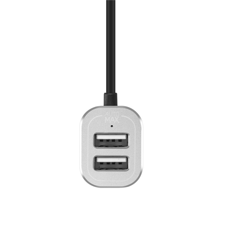 MOMAX 5V/9.6A 4 USB Ports Car Charger with 2m Extension Cable for Samsung S8 etc. - Silver Color-3