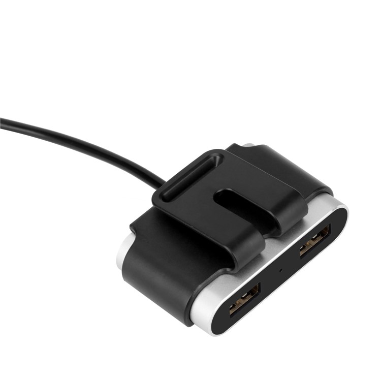MOMAX 5V/9.6A 4 USB Ports Car Charger with 2m Extension Cable for Samsung S8 etc. - Silver Color-9