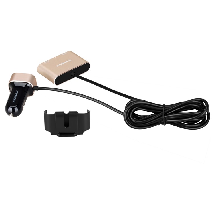 MOMAX 4 USB Ports Passenger Car Charger Kit for Front and Back Seat for Samsung S8 etc. - Gold Color-12