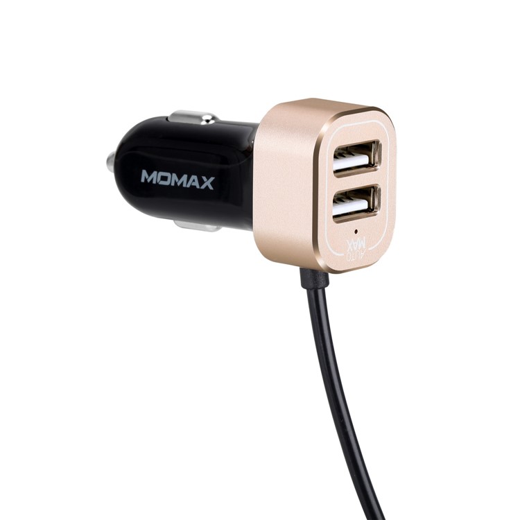 MOMAX 4 USB Ports Passenger Car Charger Kit for Front and Back Seat for Samsung S8 etc. - Gold Color-4