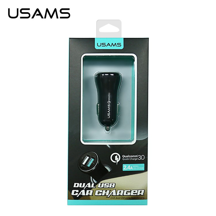 USAMS US-CC028 Dual USB Ports Car Charger Adapter with with QC 3.0 - Black-10