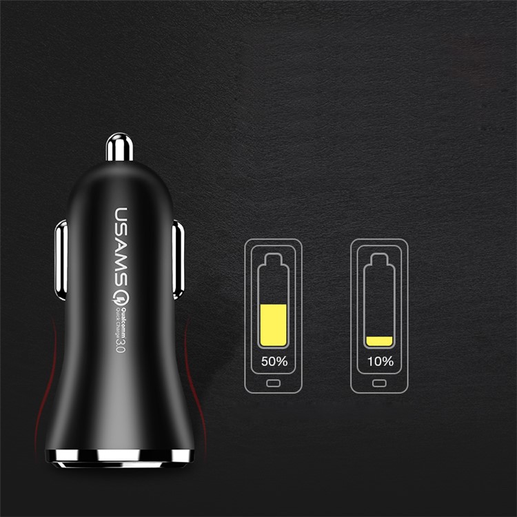 USAMS US-CC028 Dual USB Ports Car Charger Adapter with with QC 3.0 - Black-5