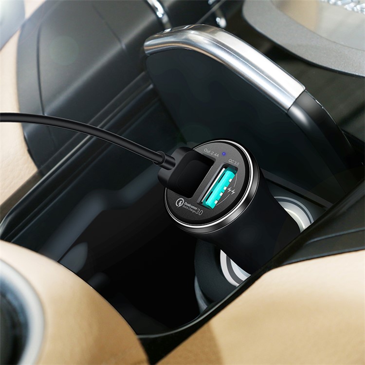 USAMS US-CC028 Dual USB Ports Car Charger Adapter with with QC 3.0 - Black-7